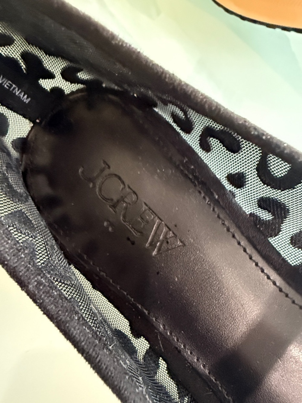 J. Crew Black Sheer Leopard Print Mary Jane Flats Size 7 Mesh Ballet Flats - Picture 8 of 8